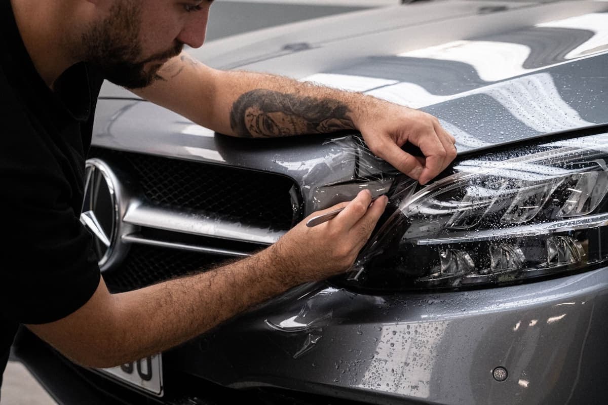 Mobile auto detailer checking Houseler on a phone between jobs