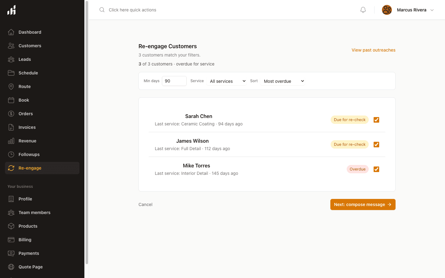 Automated review request SMS sent after a cleaning job